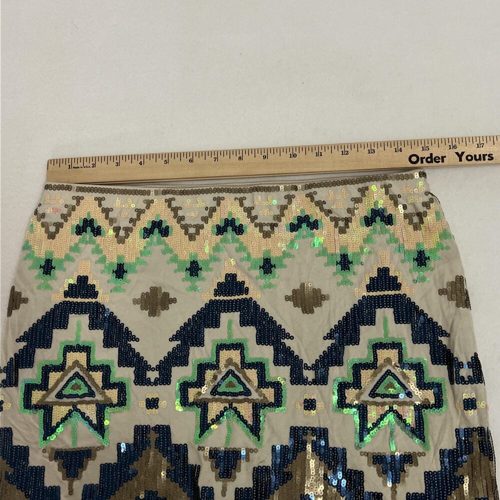 Express Mini Skirt Womens Small Multicolor Sequin‎ Geometric Aztec Y2K Glam - Picture 4 of 10
